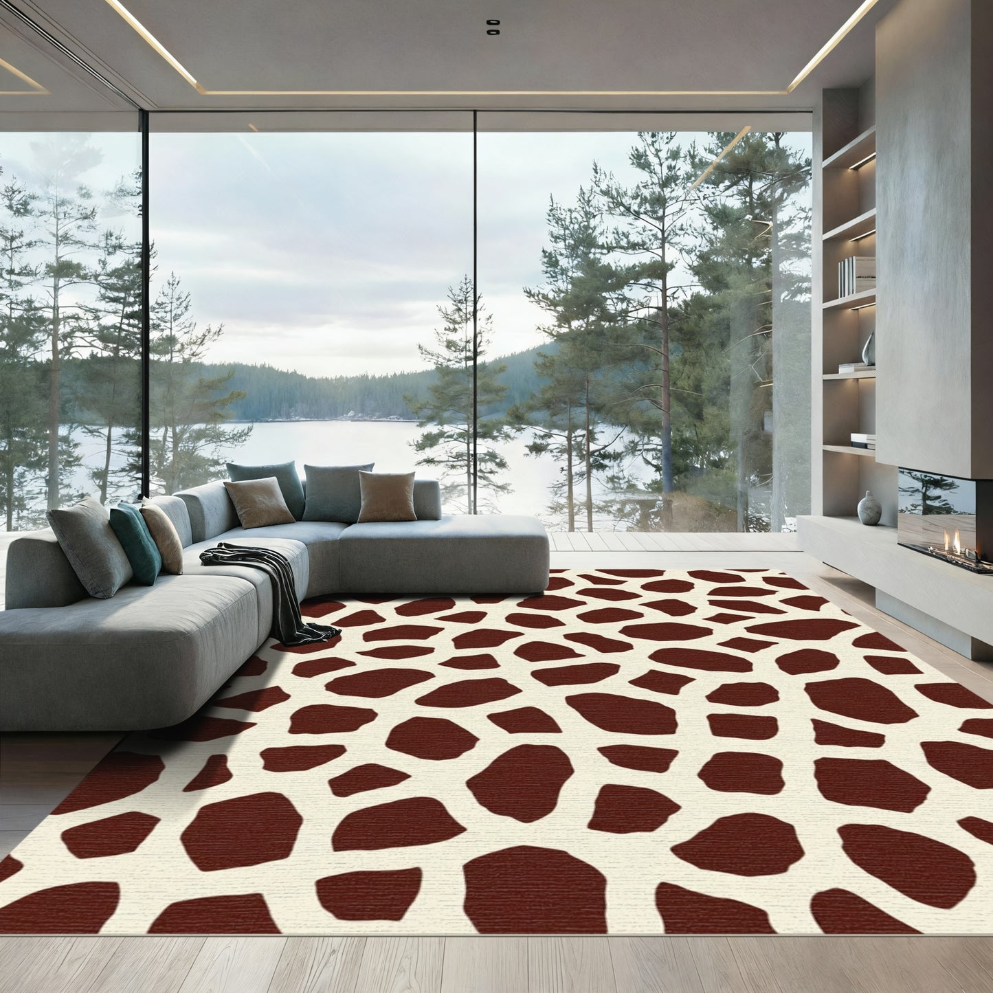 Brown Cream Giraffe Spots Rug