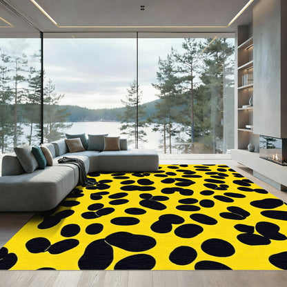 Bold Yellow Black Blotches Rug