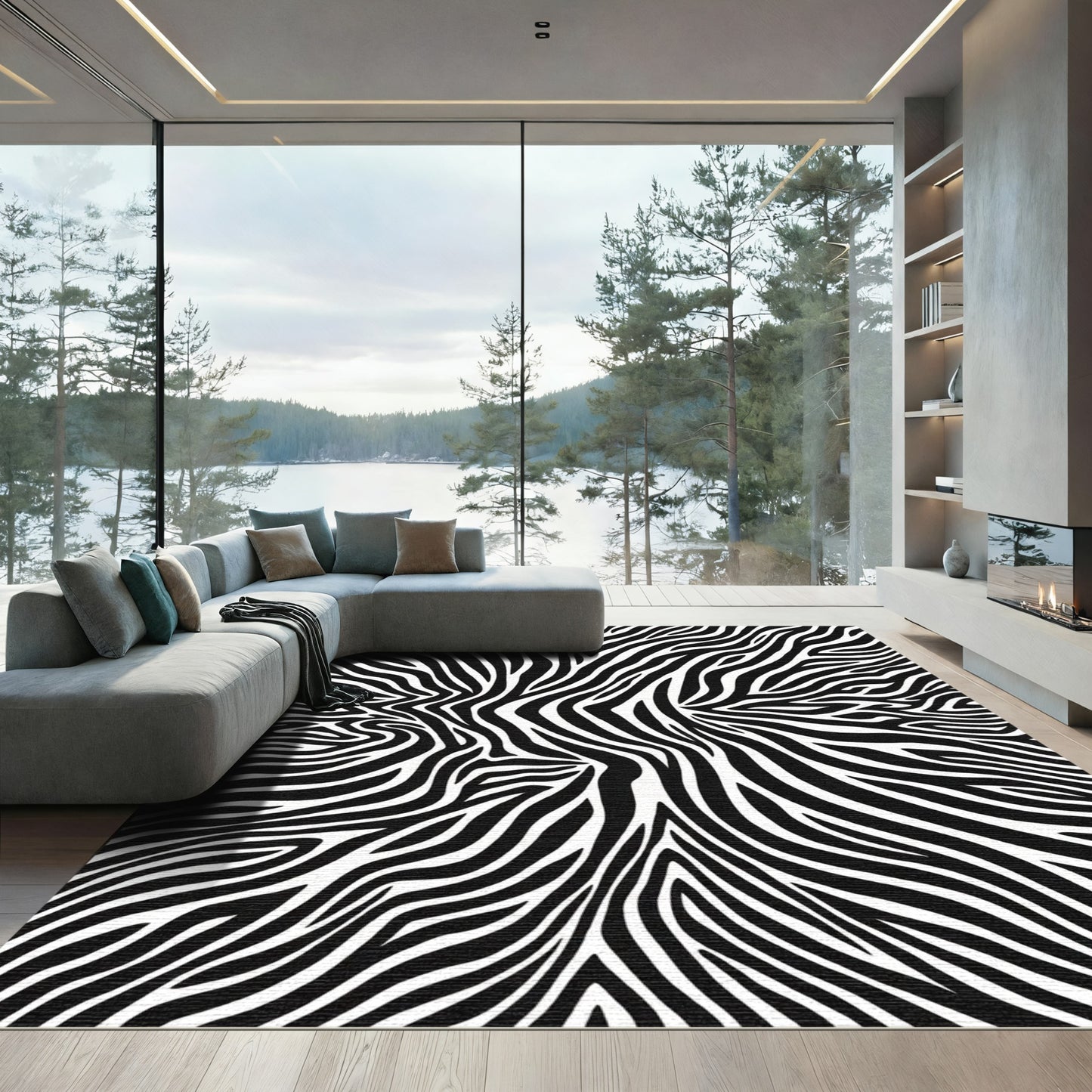 Classic Black White Zebra Stripes Rug
