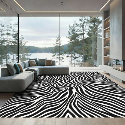 Classic Black White Zebra Stripes Rug
