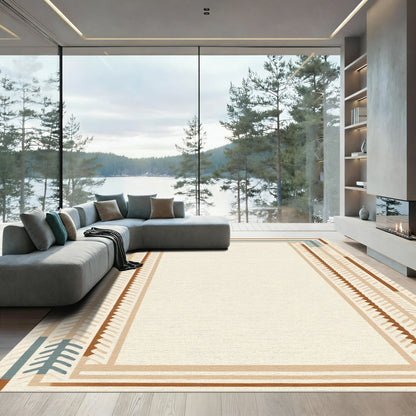 Earthy Geometric Lined Border Rug