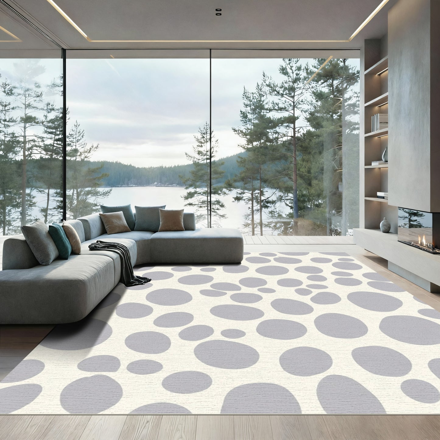 Cloudy Gray Pebble Scatter Rug