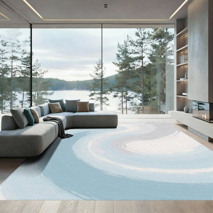 Abstract Blue Gray Swirl Rug