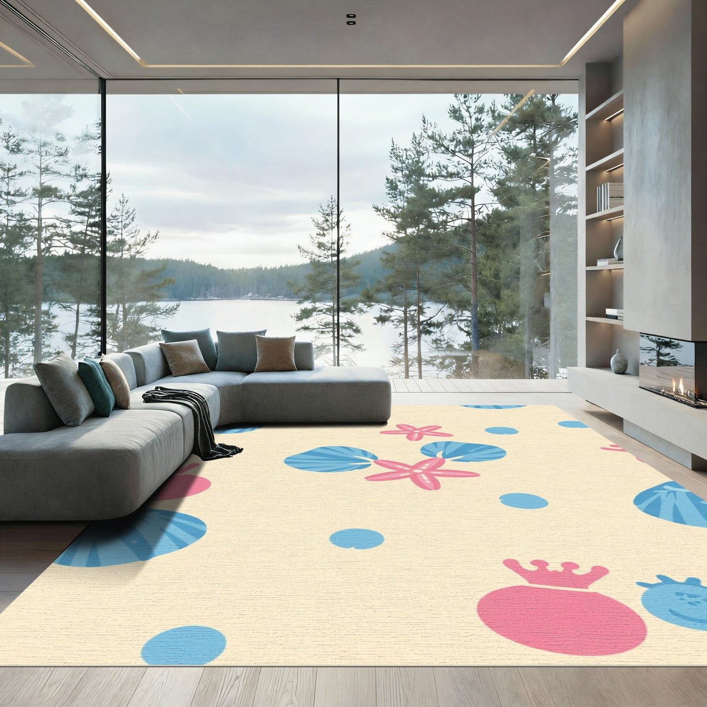 Sea Shell Starfish Circle Collection Rug