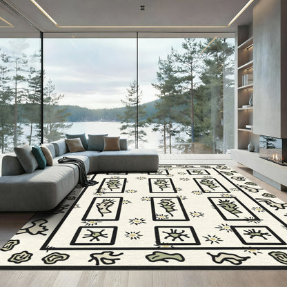 Abstract Organic Shapes Botanical Grid Rug