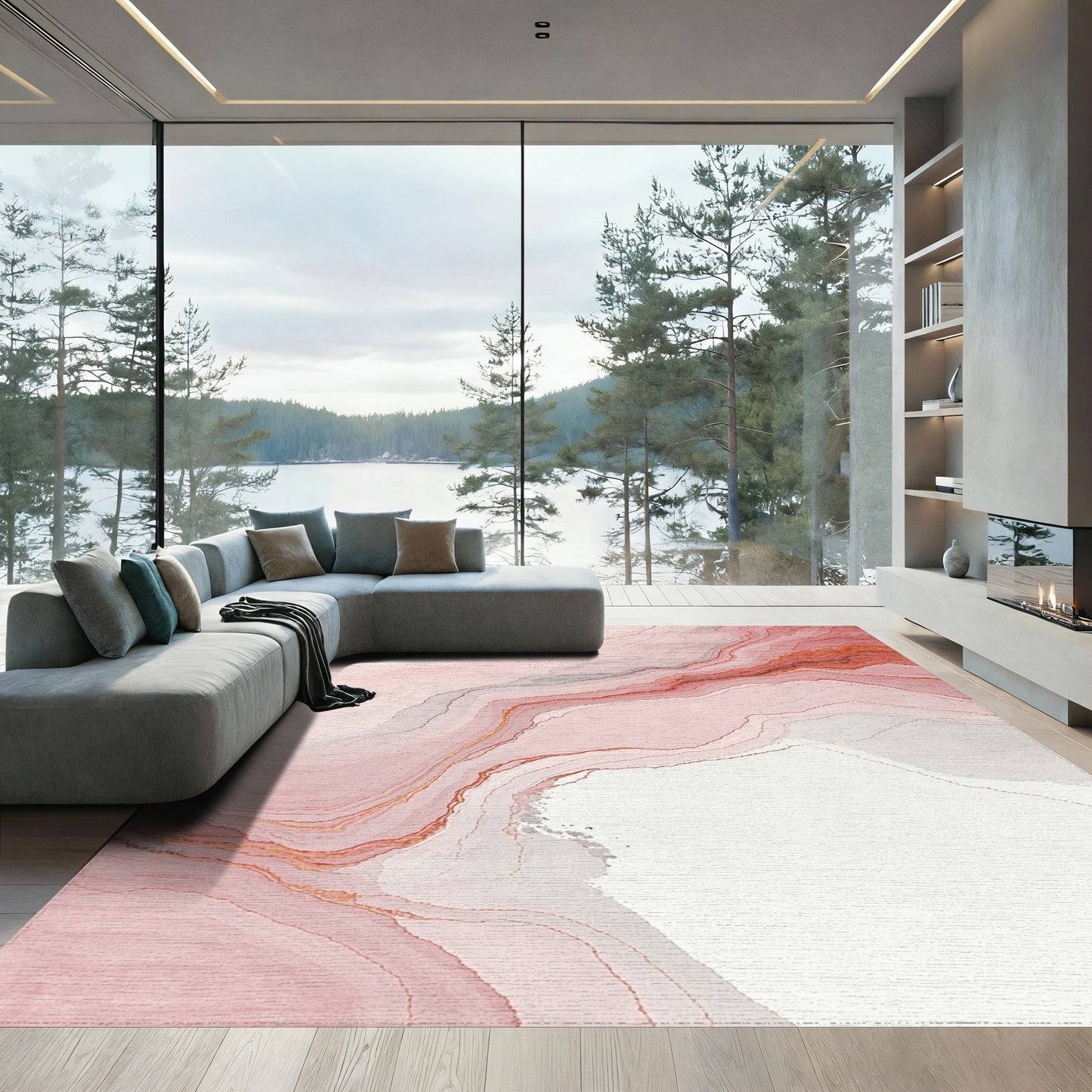 Abstract Layered Fluid Contours Rug