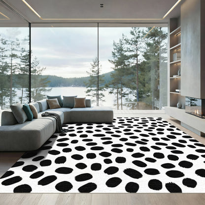 Bold Black Spotted Contemporary Rug