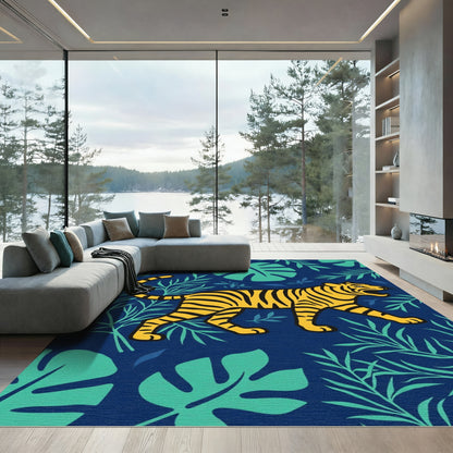 Bold Yellow Tiger Tropical Jungle Rug