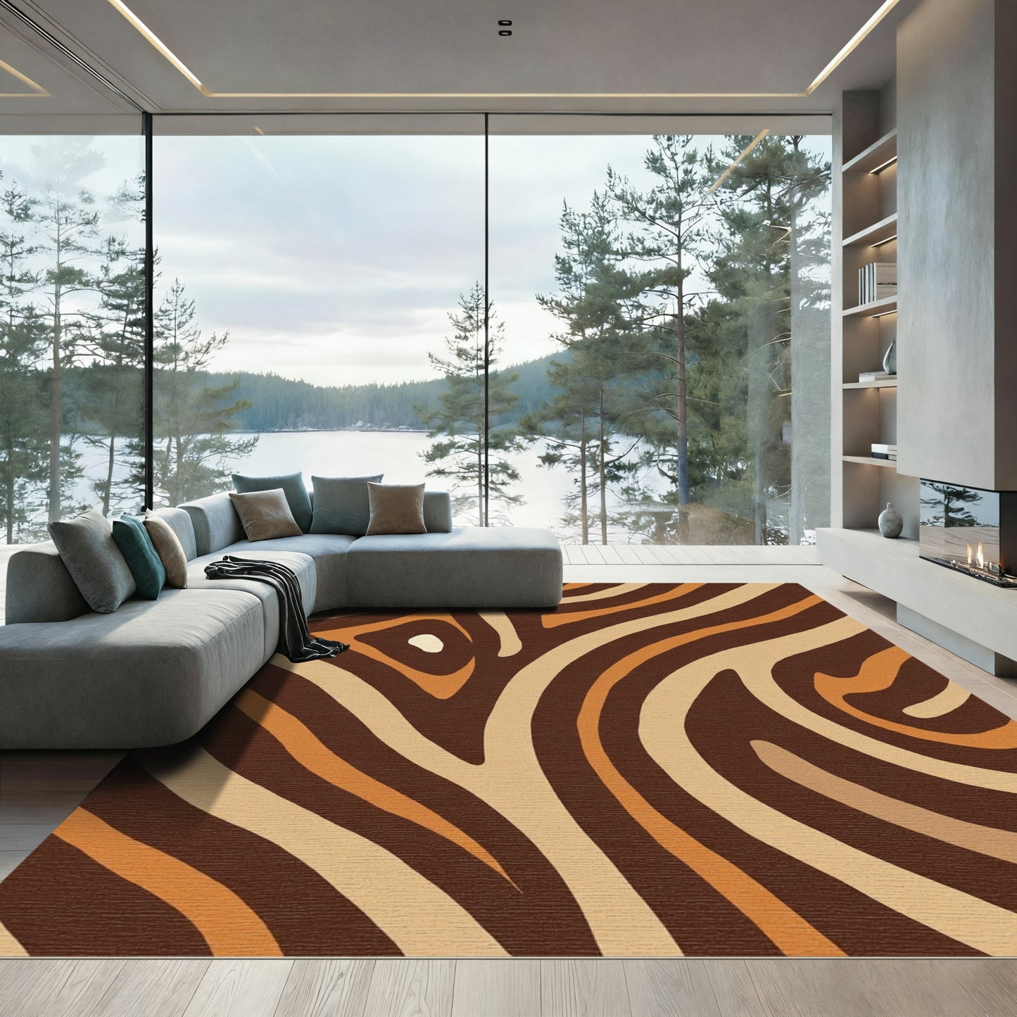 Earthy Organic Swirl Stripes Rug