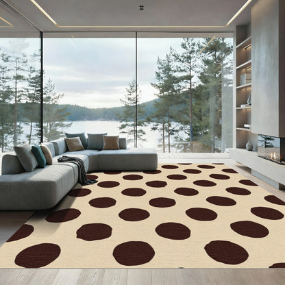Dark Brown Polka Dot Cream Rug