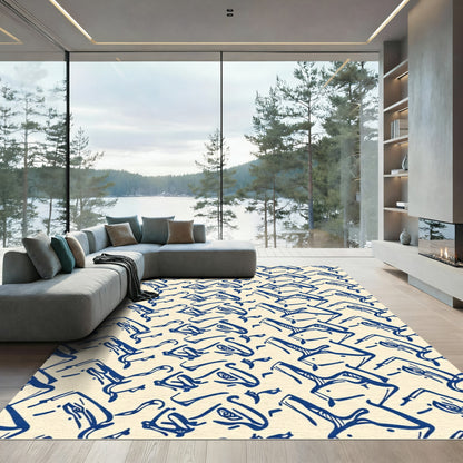 Blue Whimsical Horse Silhouette Rug