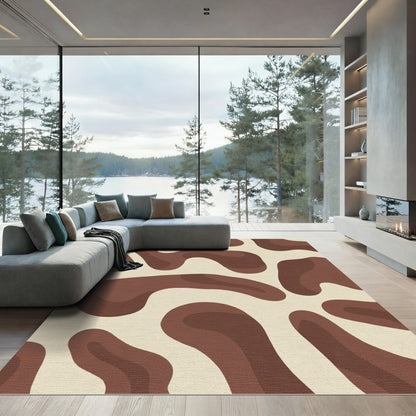 Brown Organic Blob Swirl Rug