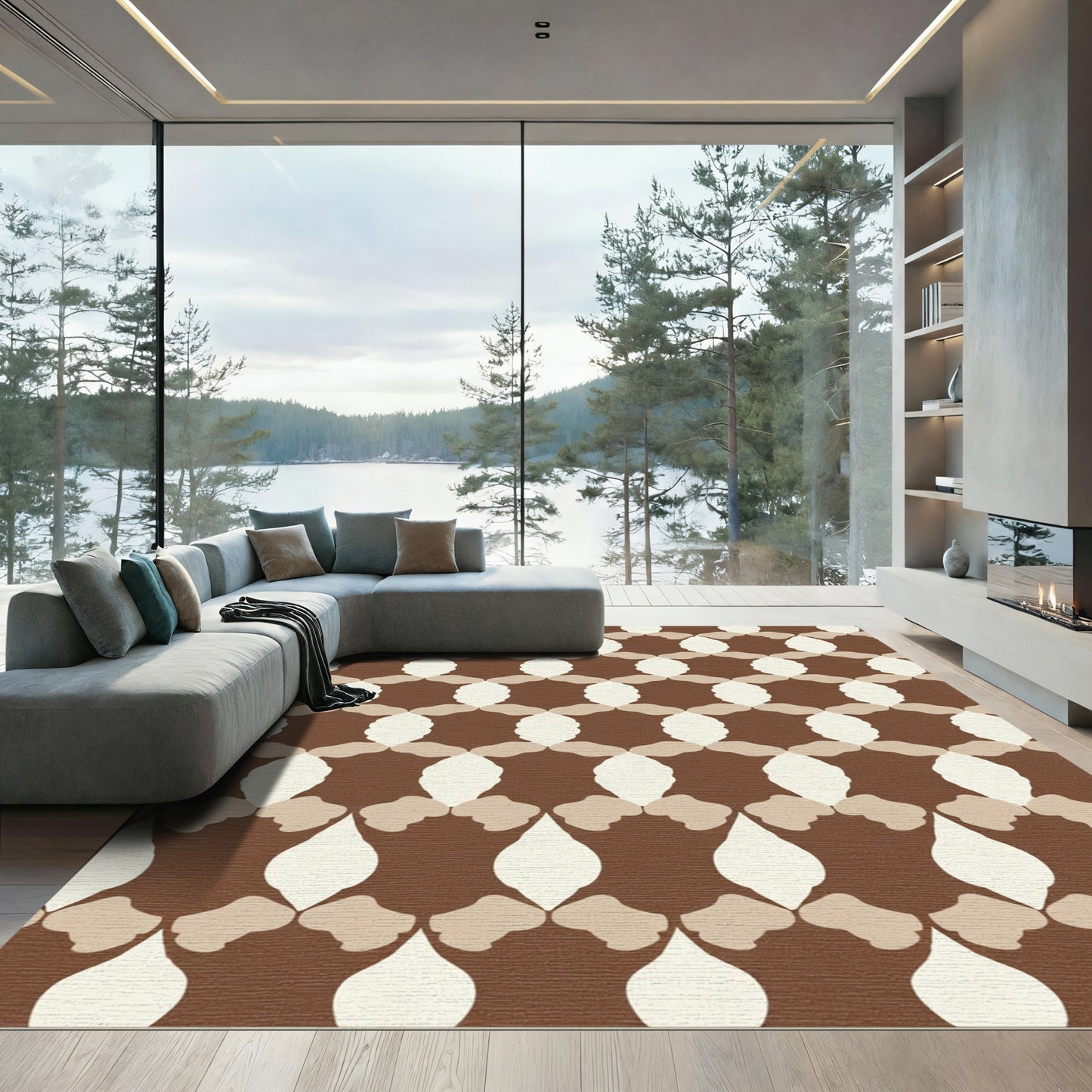 Brown Neutral Geometric Lattice Rug