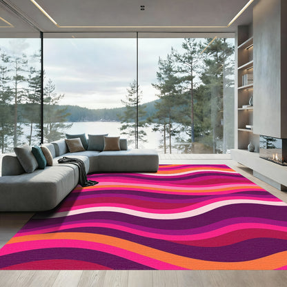 Vibrant Pink Purple Orange Wavy Rug