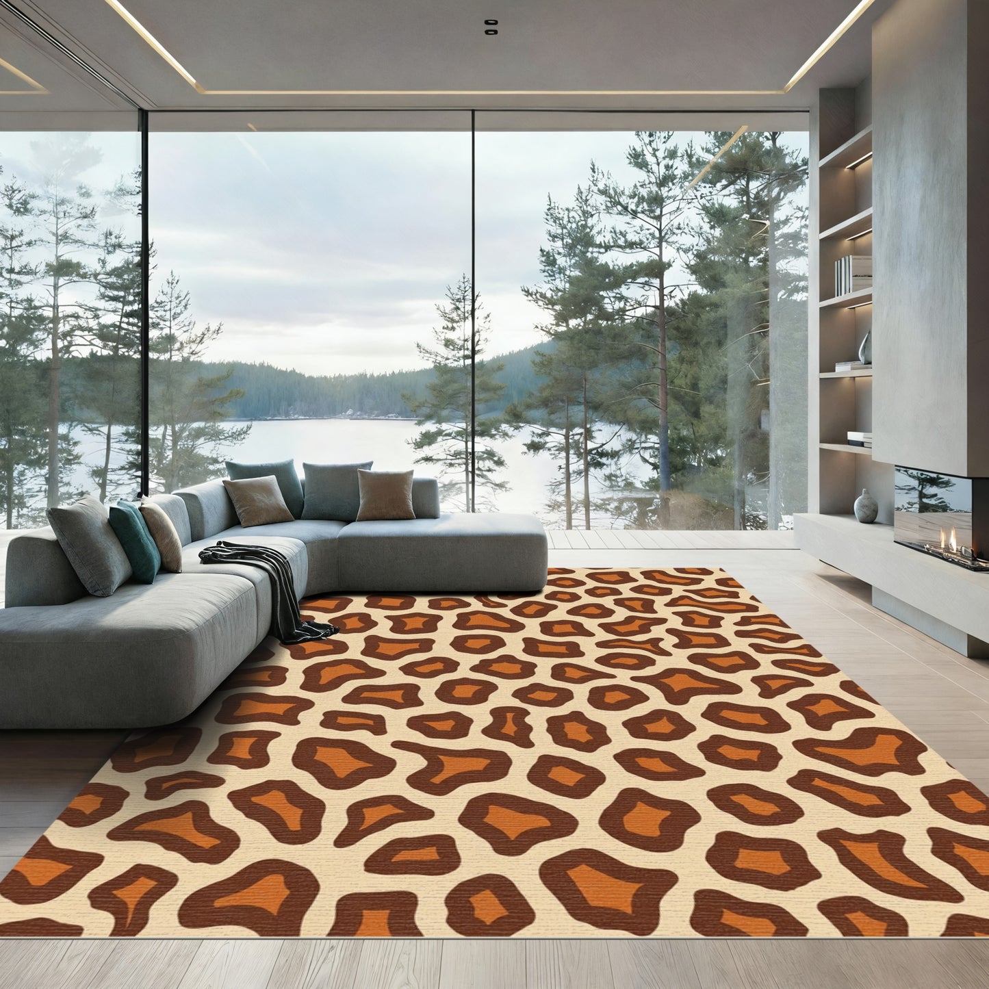 Brown tan wild animal spots Rug