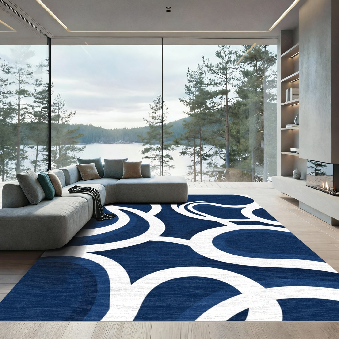Classic Indigo White Organic Flow Rug
