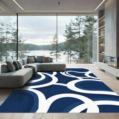 Classic Indigo White Organic Flow Rug