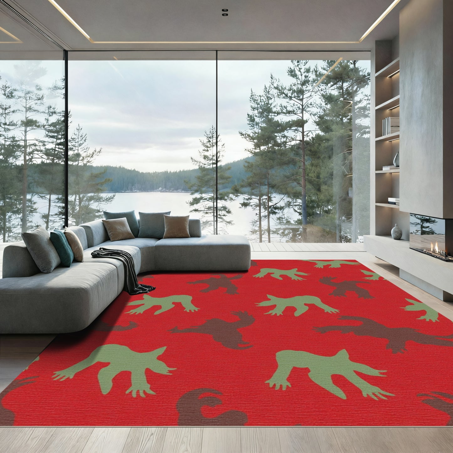 Red Alien Creature Repeats Rug