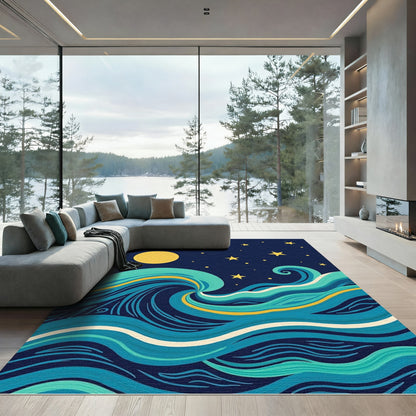 Celestial Night Sky Wave Rug