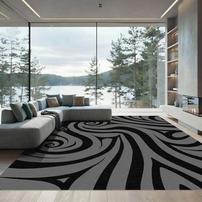 Charcoal Swirl Abstract Composition Rug