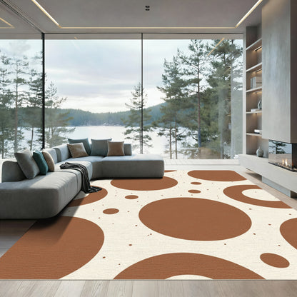 Brown Circles Dot Composition Rug