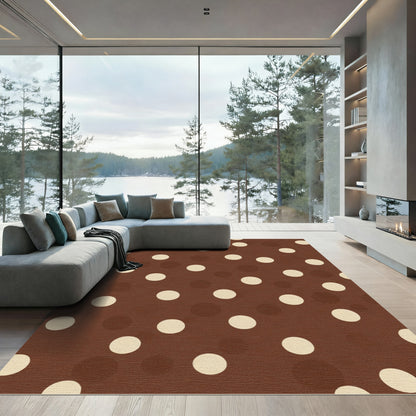 Brown Cream Polka Dot Circles Rug