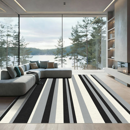 Monochromatic Vertical Stripe Composition Rug