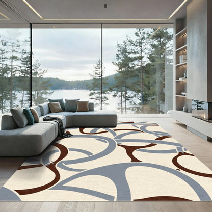 Cream Ground Interlocking Swirl Ribbons Rug
