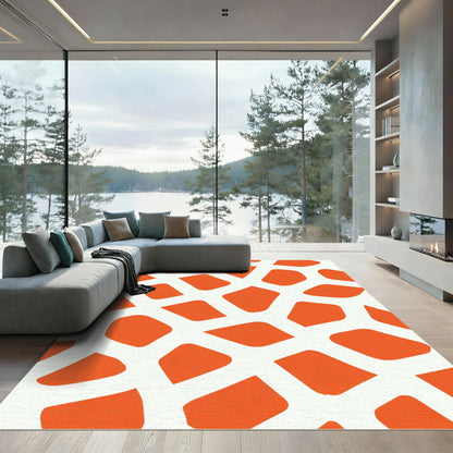 Orange White Giraffe Spot Composition Rug