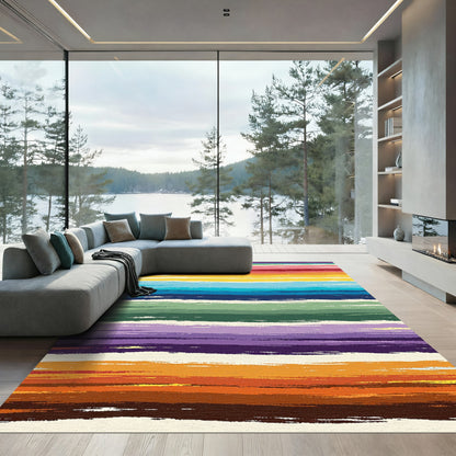 Vibrant Hues Horizontal Streak Art Rug