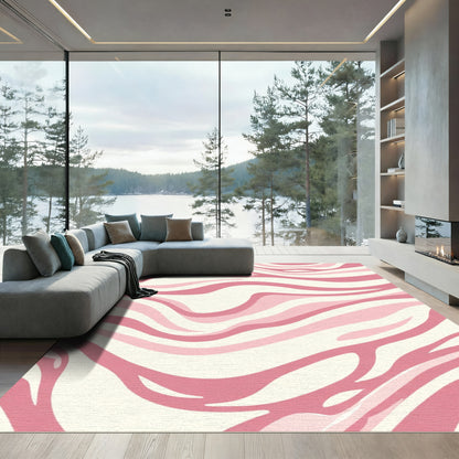 Soft Pink Wavy Stripes Rug