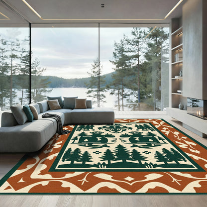 Earthy Cream Forest Creature Tapestry Rug