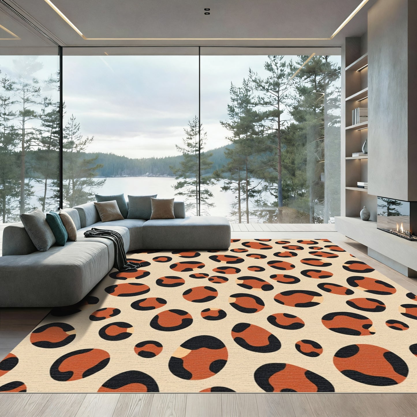 Terracotta Cheetah Spots Abstract Rug