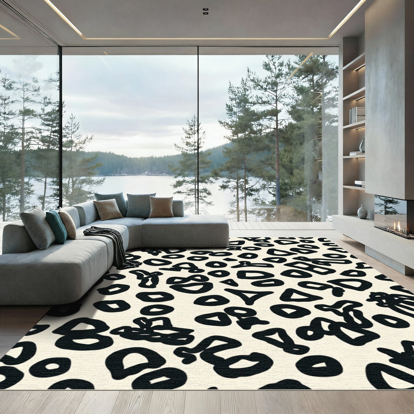 Earthy Leopard Print Organic Shapes Rug