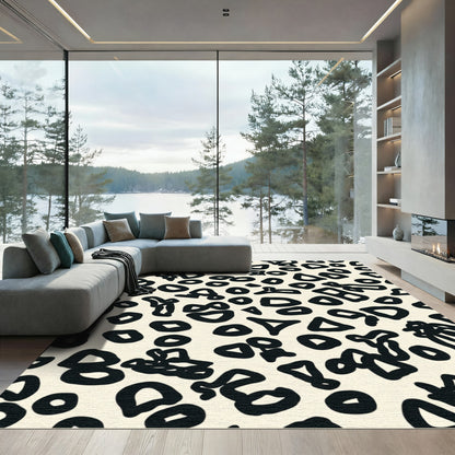 Earthy Leopard Print Organic Shapes Rug