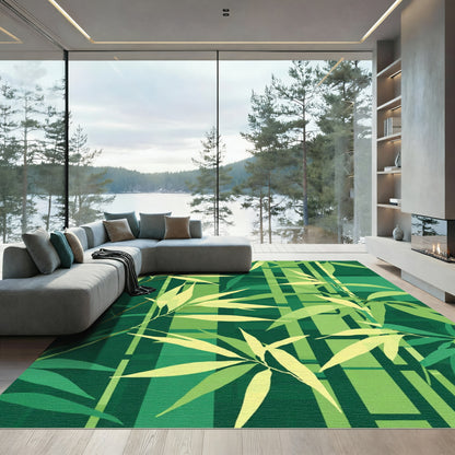 Emerald Bamboo Forest Foliage Rug