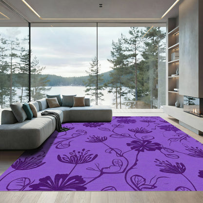 Purple Floral Vine Pattern Rug