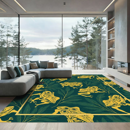 Yellow Frogs Amidst Green Foliage Rug