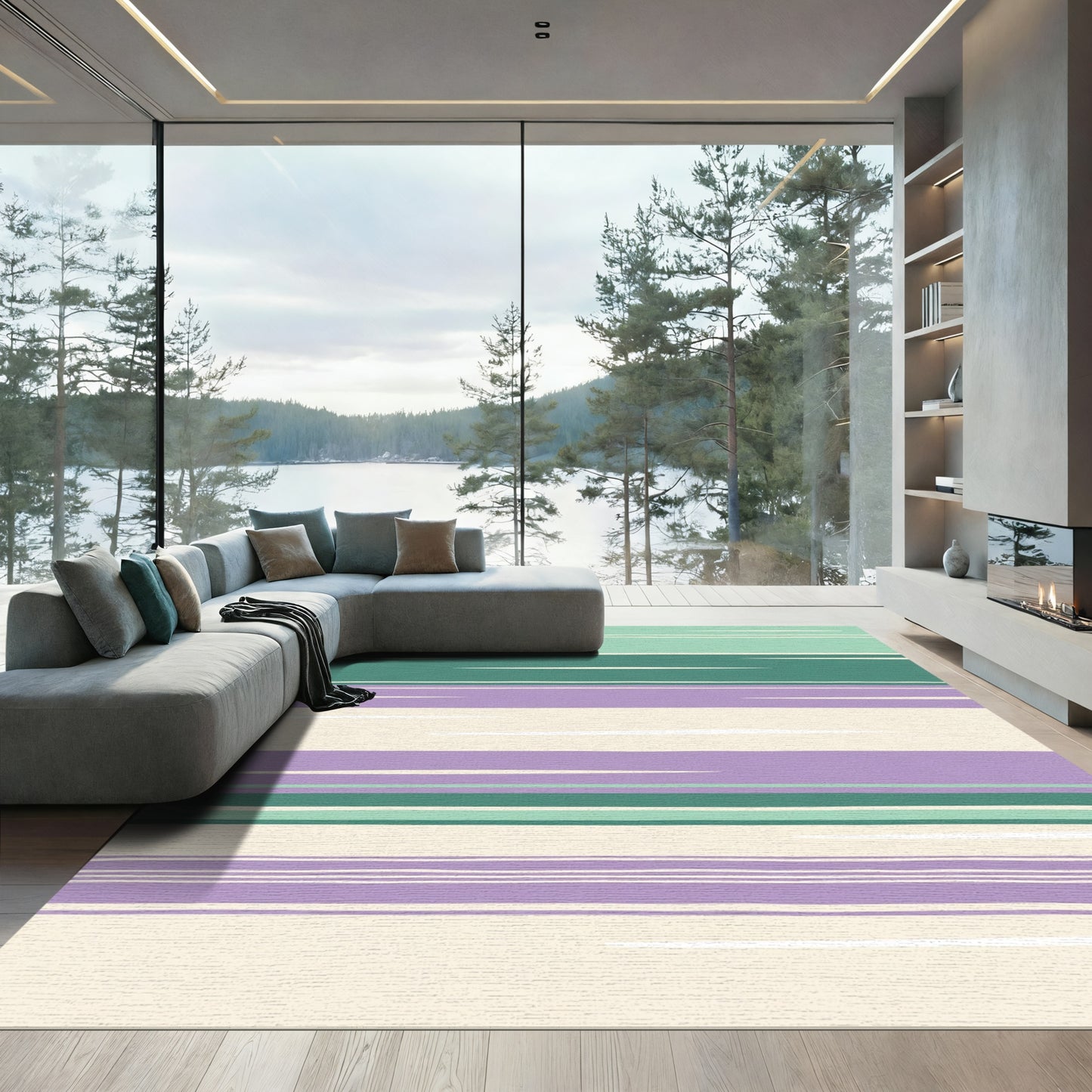 Modern Striped Serene Hues Rug