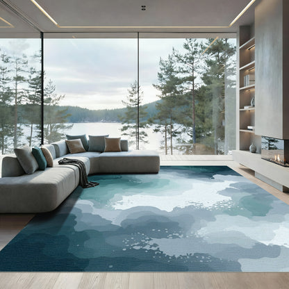 Deep Ocean Swirling Abstract Clouds Rug