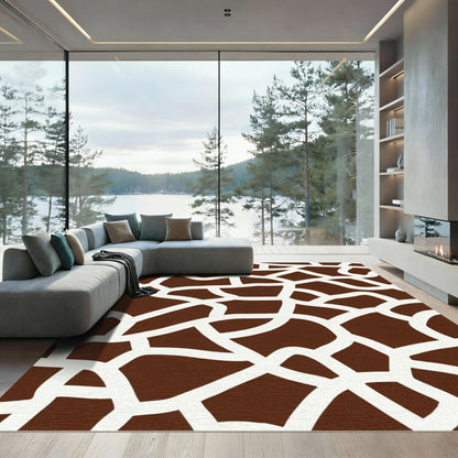 Brown White Giraffe Spots Rug