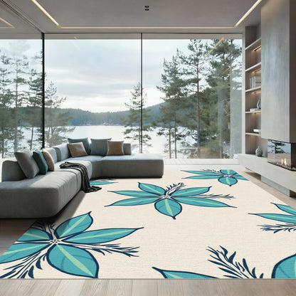 Teal Petal Scatter Floral Rug