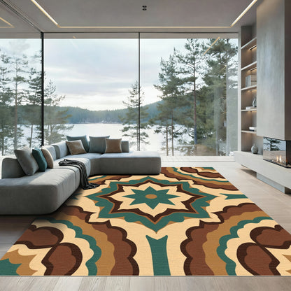 Deep Teal Swirling Starburst Rug