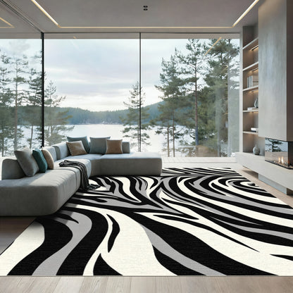 Monochromatic Zebra Stripes Swirl Rug
