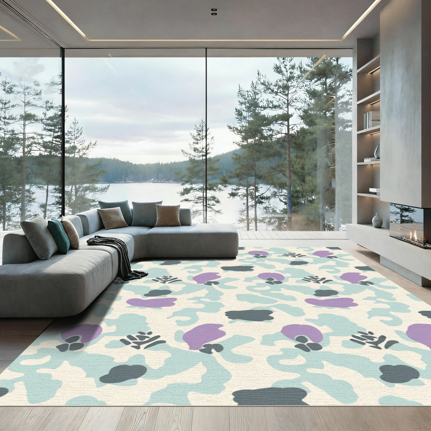 Abstract Pastel Camouflage Blob Rug