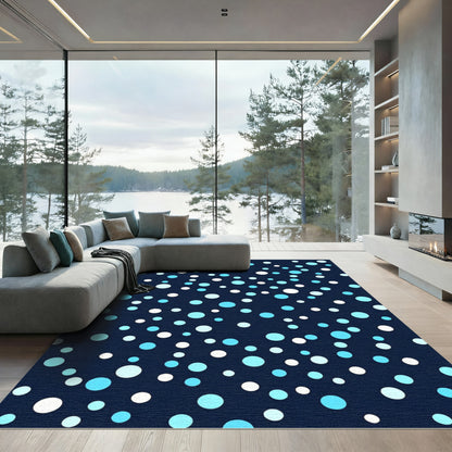 Navy Blue Scattered Dot Rug