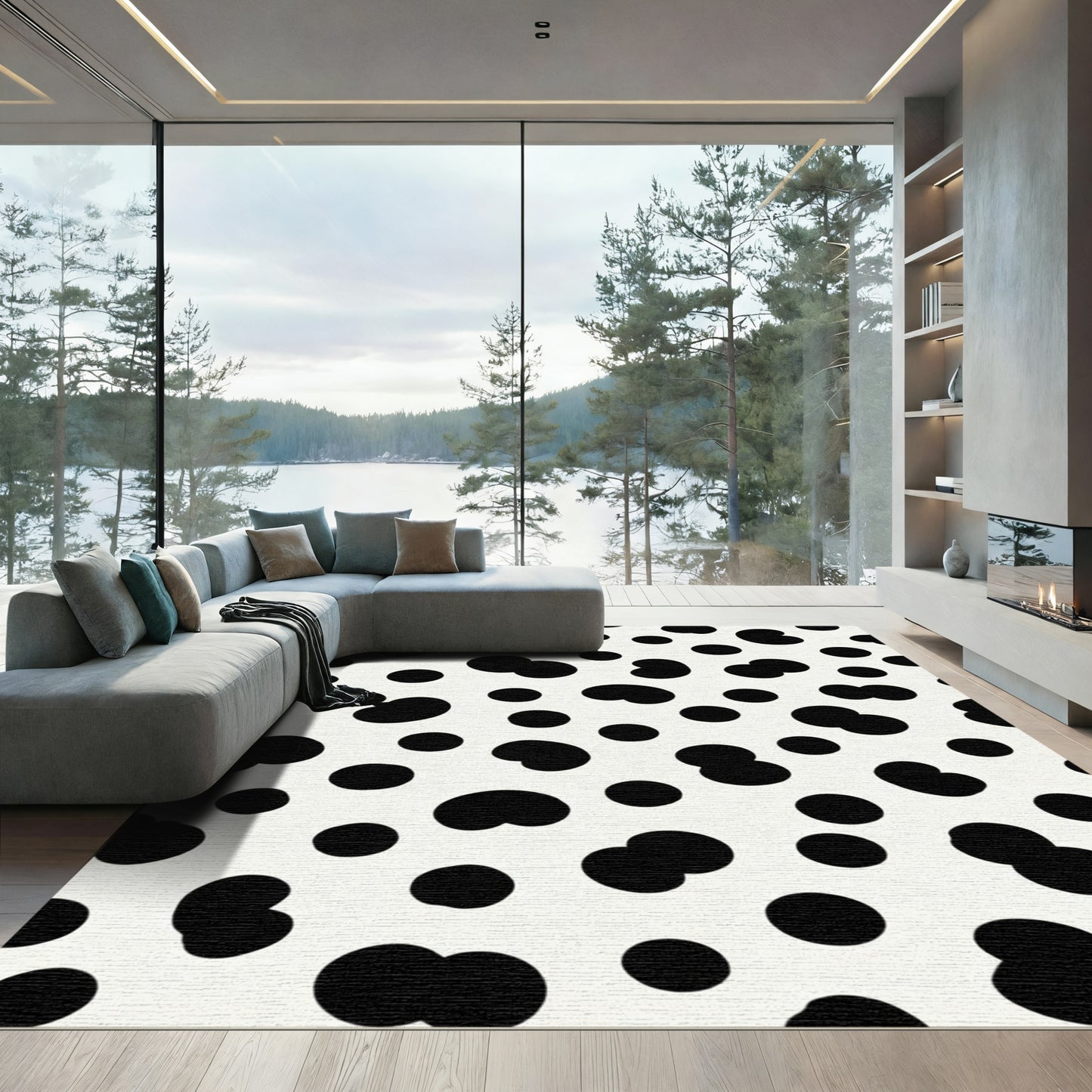 Black White Spotted Dalmatian Rug