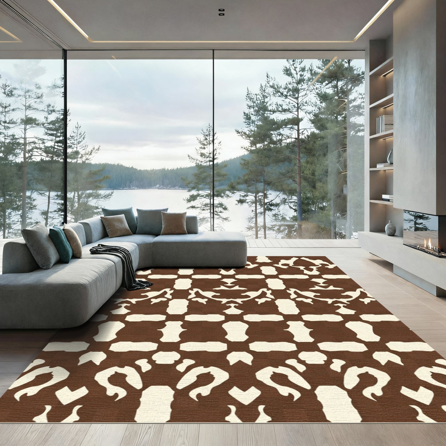 Brown Bone Organic Lattice Repeating Rug