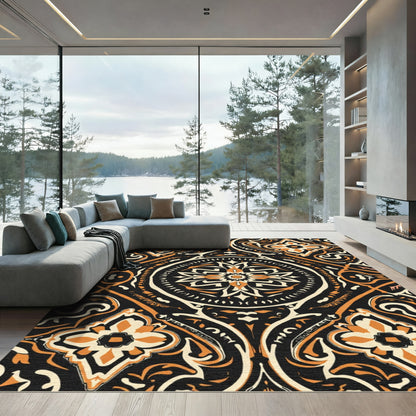 Vintage Amber Floral Medallion Rug