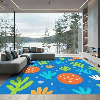 Blue Aquatic Coral Garden Rug